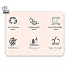 A pink round PVC handbag featuring various features like eco-material, lightweight design, high flexibility, rich colors, wat