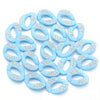 A collection of light blue acrylic link chain connectors for DIY jewelry and bag making