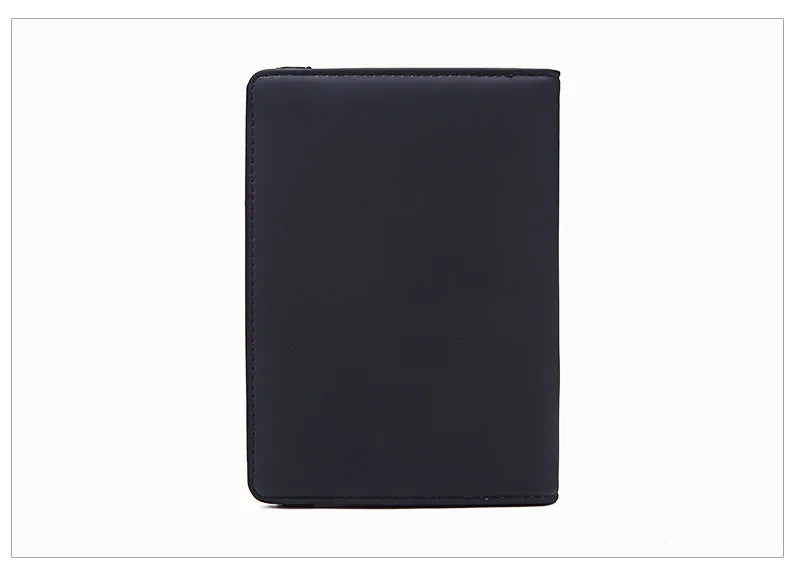 A dark navy blue premium PU leather travel passport holder shown against a white background.