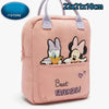 Mochila de peluche rosa con ratón y pato de dibujos animados, personajes de Mickey y Bugs Bunny