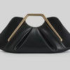 A black soft PU leather crossbody bag with a gold-toned hardware detail.
