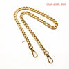 A gold-colored metal chain with a 9mm width is shown, laid out for display.