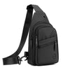 Black lightweight nylon crossbody sling bag with a black adjustable strap