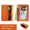 Orange slim PU leather mini wallet holding cards and ID