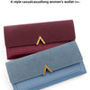 A set of two K-style casual women's wallets in maroon and blue colors with gold accents.
