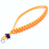 Handwoven paracord camera wrist strap in bright orange