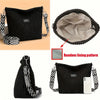 Sac à épaule et bandoulière en velours côtelé noir avec motif de doublure aléatoire, vues variées
