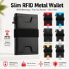 Portefeuille métallique noir fin RFID avec diverses options de couleur et fonctionnalités comme le blocage RFID et l'accès à 