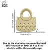 A light beige round PVC handbag featuring a perforated or hole design.