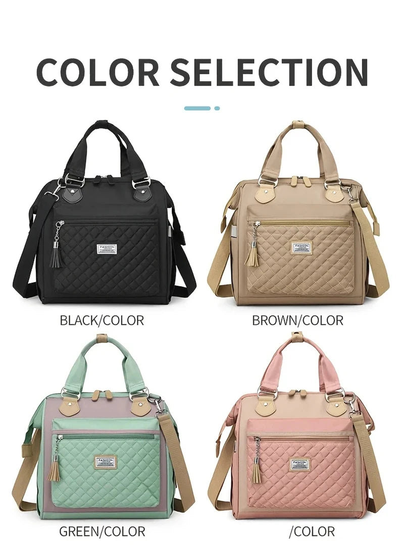Une sélection de sacs isothermes pour le déjeuner dans les couleurs noir, marron, vert et rose.
