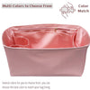 Pink luxury bag organizer insert with silk lining showing multi-color options for matching