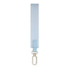 Light blue nylon wrist strap keychain with a metal clasp.
