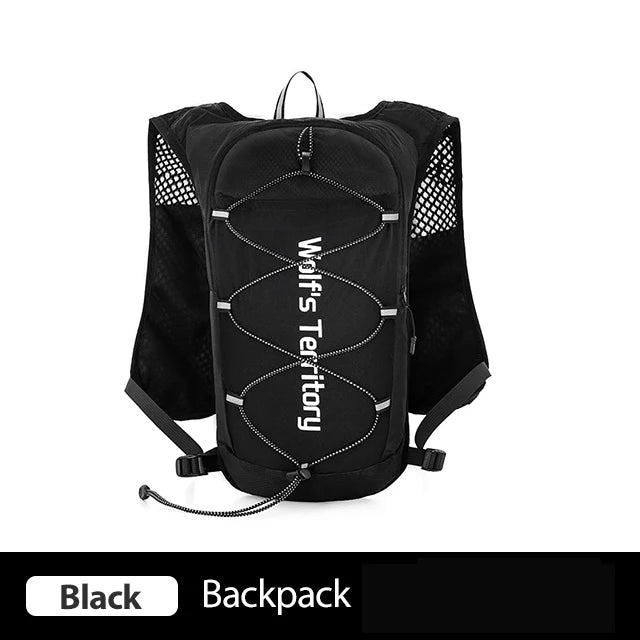 Black Wolf's Territory hydration running vest backpack shown from the back