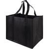 Black reusable eco-friendly tote bag with handles for grocery shopping
