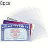 A pack of eight clear PVC cards and ID sleeves, including a Social Security card.