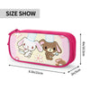 Pink pencil case featuring cute cartoon animals wearing chef hats
