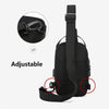 Black men's anti-theft lock chest bag with an adjustable strap and security lock detail.