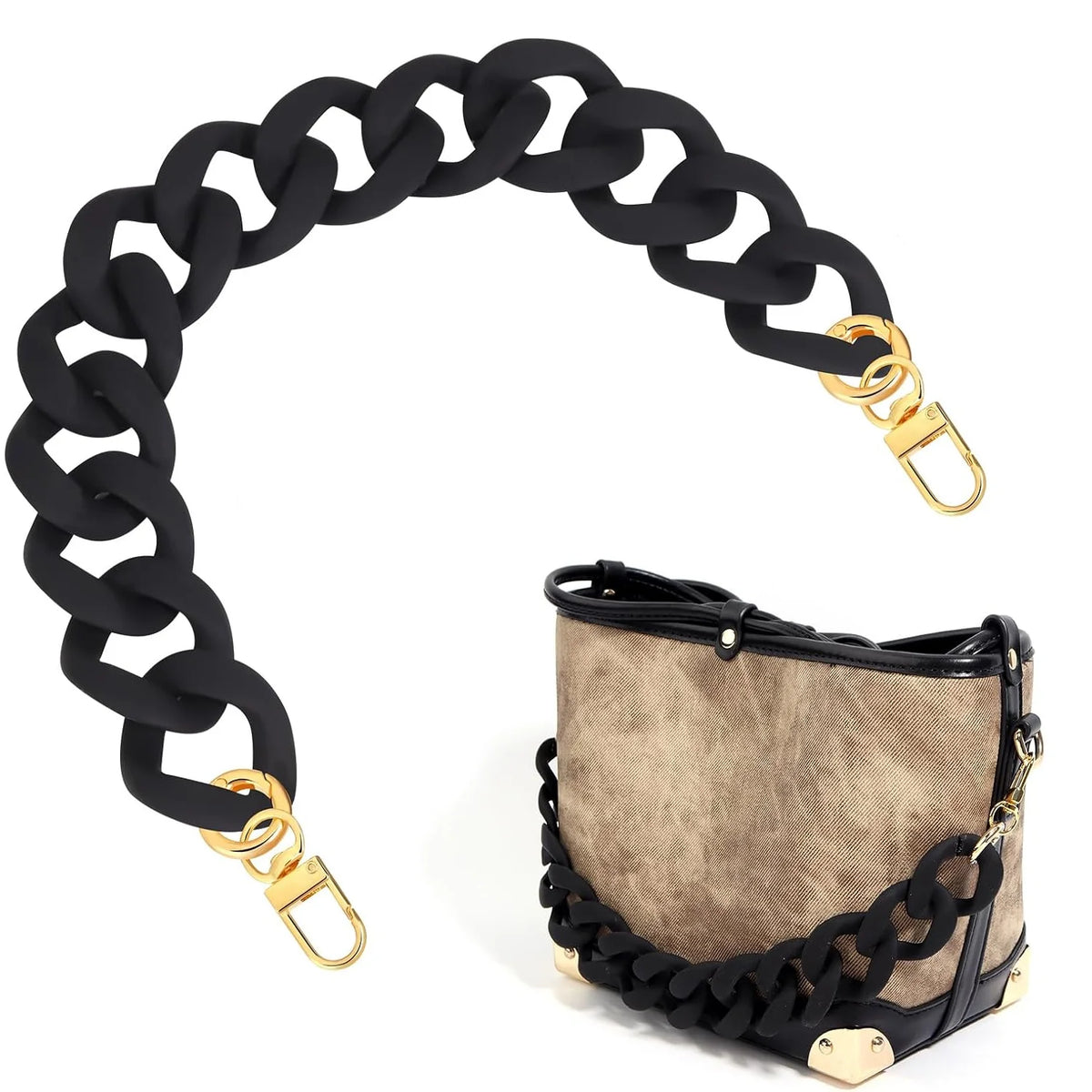 Black acrylic chain strap for handbag accessories