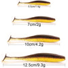 A series of four fish lures showing increasing length and weight, ranging from 5.5cm/1.4g to 12.5cm/9.3g.