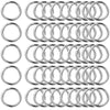 A collection of stainless steel spring clasp keychain rings and carabiner clips.