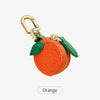 Orange red cherry fruit shape coin purse keychain with gold hardware