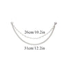 Silver bohemian layered chain featuring 26cm and 31cm lengths for handbags