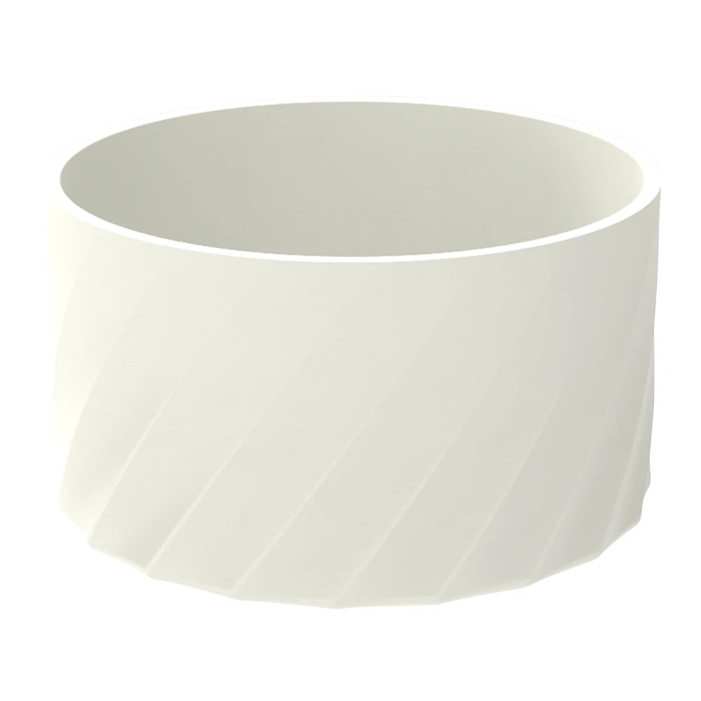 A white silicone boot sleeve designed to fit water bottles.