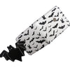 A black bat print PU leather bi-fold wallet with a zipper pocket.