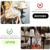Before and after comparison showing a bag on a dirty floor versus a clean bag on a counter.