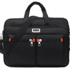 Black men's durable oxford briefcase with a carrying strap and multiple zippered compartments