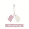 Elegant pink and ivory wristlet key card wallet with a strap