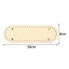 A light beige oval PU leather bag base with pre-punched holes for crochet and knitting projects.