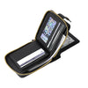 Black retro horizontal zipper card wallet for men with a transparent window display