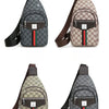 A personalized printed crossbody sling bag for men featuring a gray and olive green pattern with red, black, and green stripe