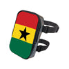 A black adjustable PU waist pouch featuring the flag of Brazil (green, yellow, and red with a black star).
