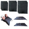 Black reusable vacuum storage bags shown in stacked and individual forms.