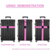 Demonstration of adjustable luggage straps used in horizontal, vertical, and cross ways.