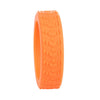 Orangefarbige Silikon-Schutzabdeckung für Rollkofferrollen.