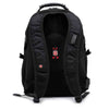 Mochila de viaje grande para hombre suizo negro, vista desde atrás