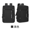 A black durable nylon travel backpack set featuring two backpacks with zippered compartments.