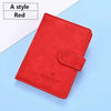 A red premium PU leather passport and ID holder cover with a stitched closure.