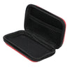 Sac de rangement portable noir avec une bordure rouge, ouvert pour montrer l'intérieur en maille.