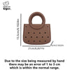 Brown round PVC handbag featuring a DIY hole design on the top.