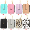 Eight color silicone PU leather key chain wristlet wallets displayed in a grid format.