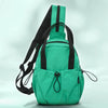 A bright green casual backpack with black straps and a laptop compartment shown from the front.
