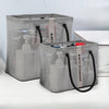 Gray mesh shower tote with handles used for storing toiletries or gym items.
