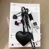 Black and white heart keychains made of PU leather with braided rope