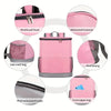 Pink and gray leak-proof backpack featuring double pull head, waterproof material, mesh bag, fine sewing, PEVA waterproof ins