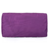 A purple water-resistant travel duffel bag with spacious storage.