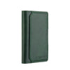 Portefeuille avec porte-cartes en cuir vert foncé à bord cousu.